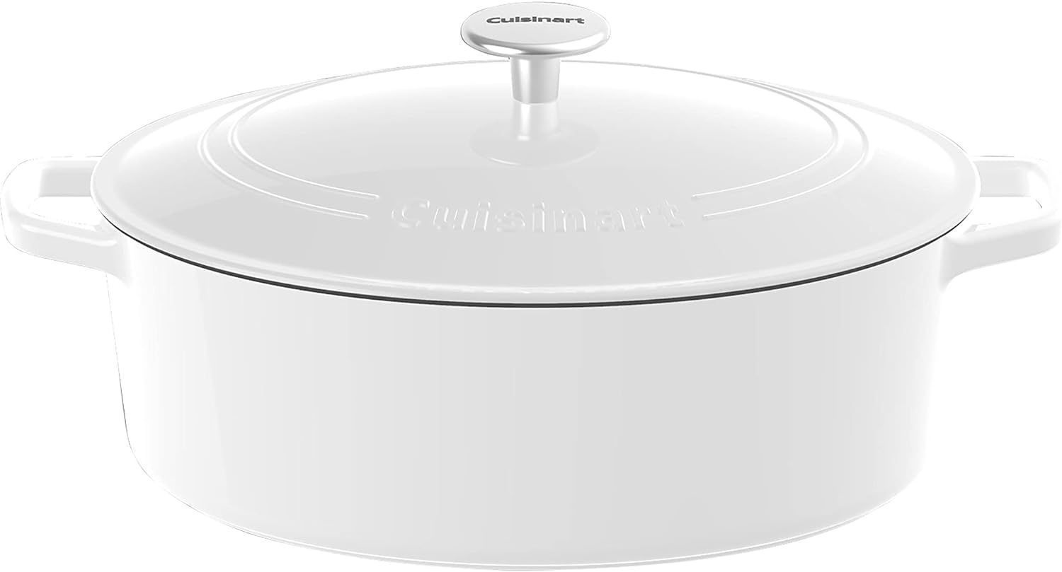 Cuisinart Casserole Cast Iron Oval 7 QT with Cover (CI770) - Glossy White by Cuisinart - Refurbished - Very Good condition - US$68.38