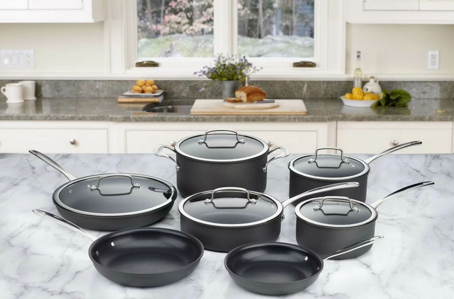 Cuisinart DSHA-12 Nonstick Cookware Set Professional Hard Anodized Glass Lids 12-Piece - Black by Cuisinart - Image 2