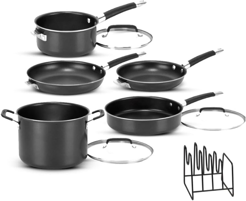 Cuisinart N51-9BK SmartNest Nonstick Aluminum Cookware Set 9-Piece - Black by Cuisinart - Image 2