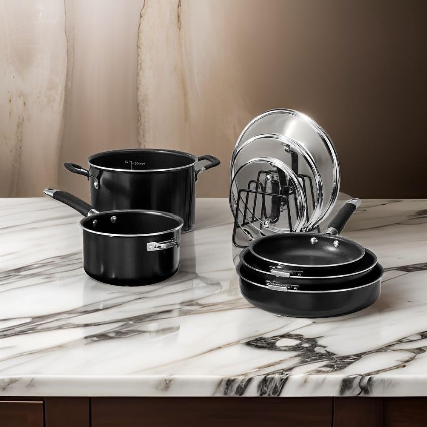 Cuisinart N51-9BK SmartNest Nonstick Aluminum Cookware Set 9-Piece - Black by Cuisinart - Image 4