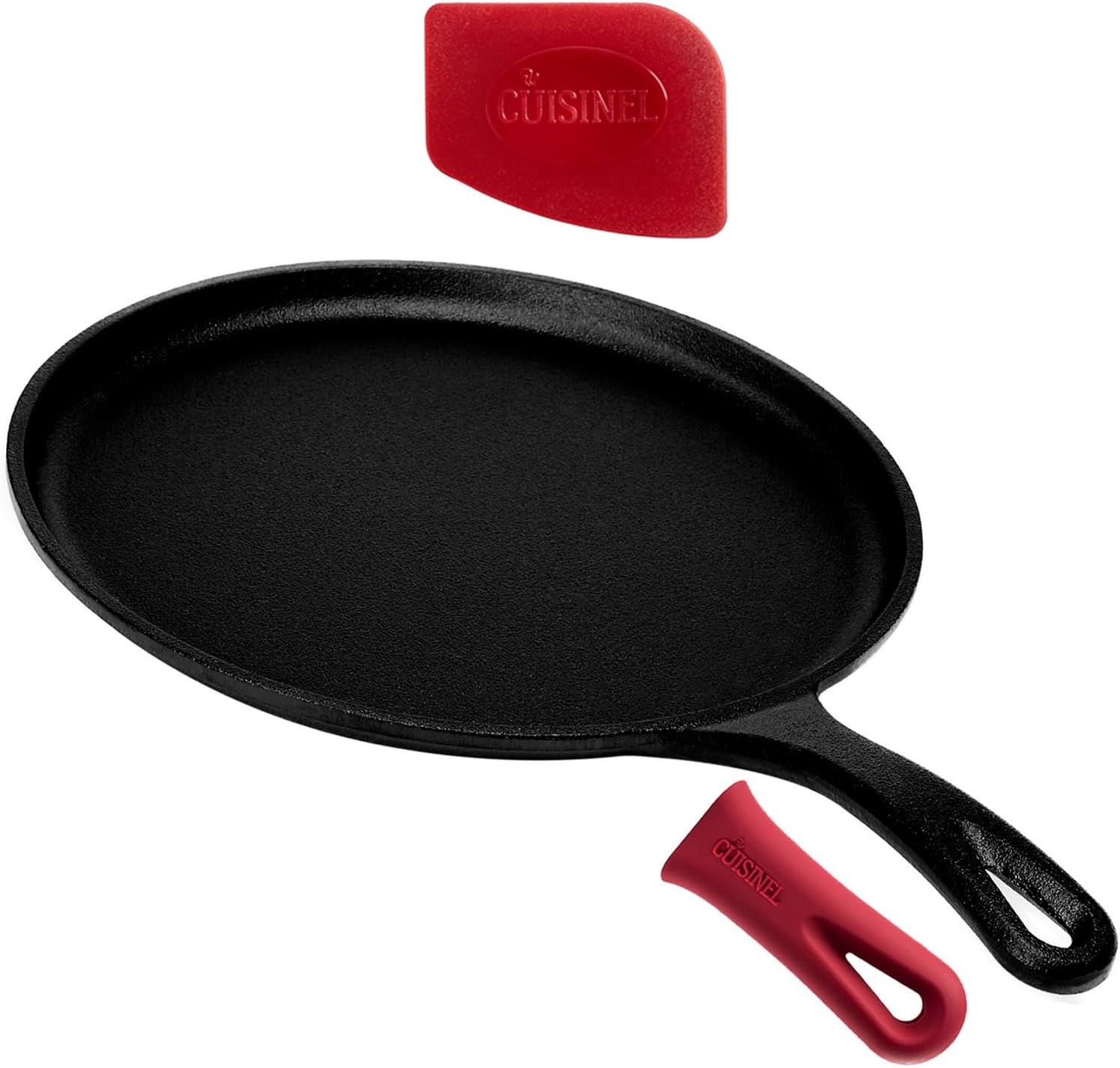 Cuisinel Cast Iron Round Griddle - 10.5 In C10-RG - Black by Cuisinel - Refurbished - Very Good condition - US$43.80