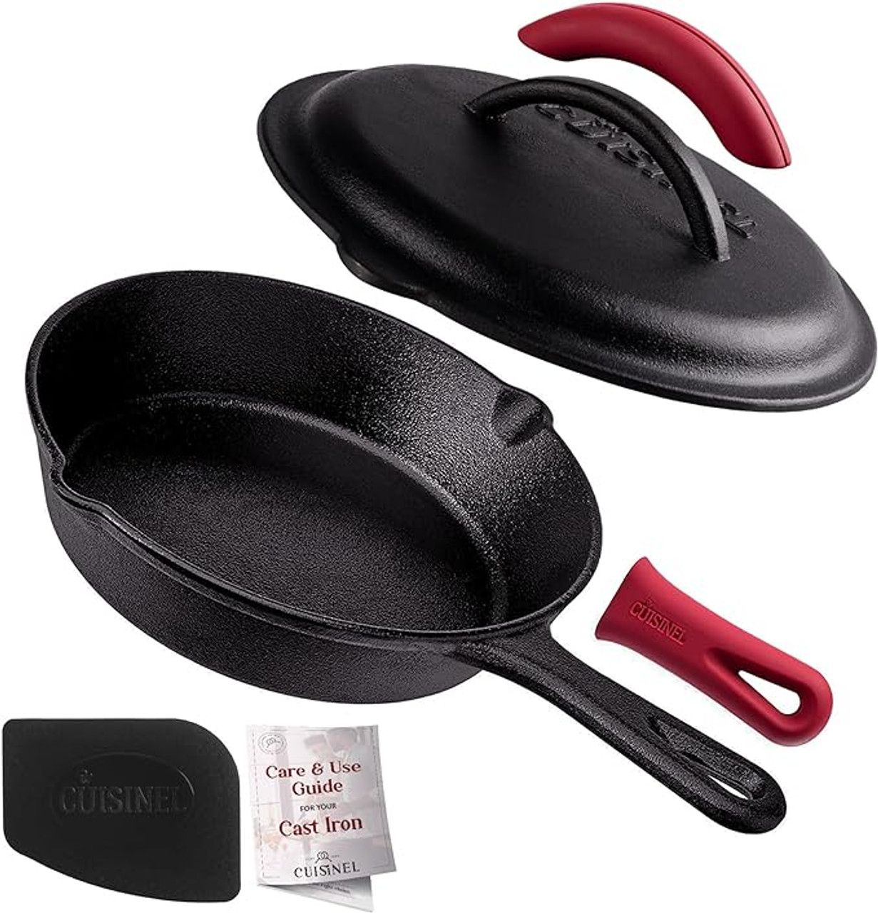 Cuisinel Cast Iron Skillet Lid 8" Pre-Seasoned Covered Frying Pan Set - Black by Cuisinel - Refurbished - Very Good condition - US$57.71