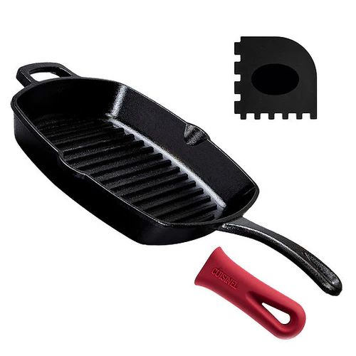 Cuisinel Cast Iron Square Grill Pan 10.5" - Black by Cuisinel - Refurbished - Very Good condition - US$35.10