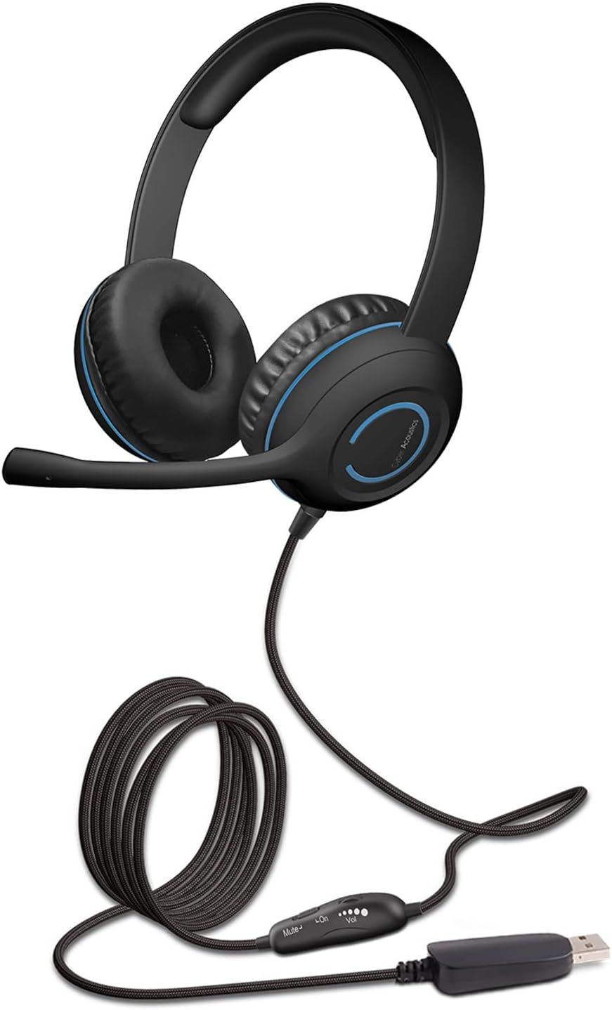 Cyber Acoustics AC-5008 USB Stereo Headset - Black by Cyber Acoustics - Refurbished - Very Good condition - US$87.32