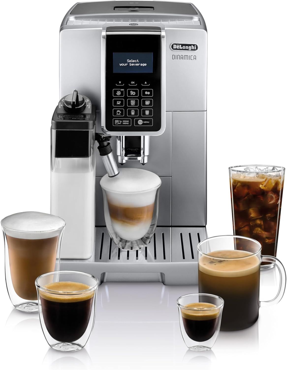 DeLonghi Dinamica LatteCrema ECAM35075SI Automatic Espresso Machine - Silver by DeLonghi - Refurbished - Very Good condition