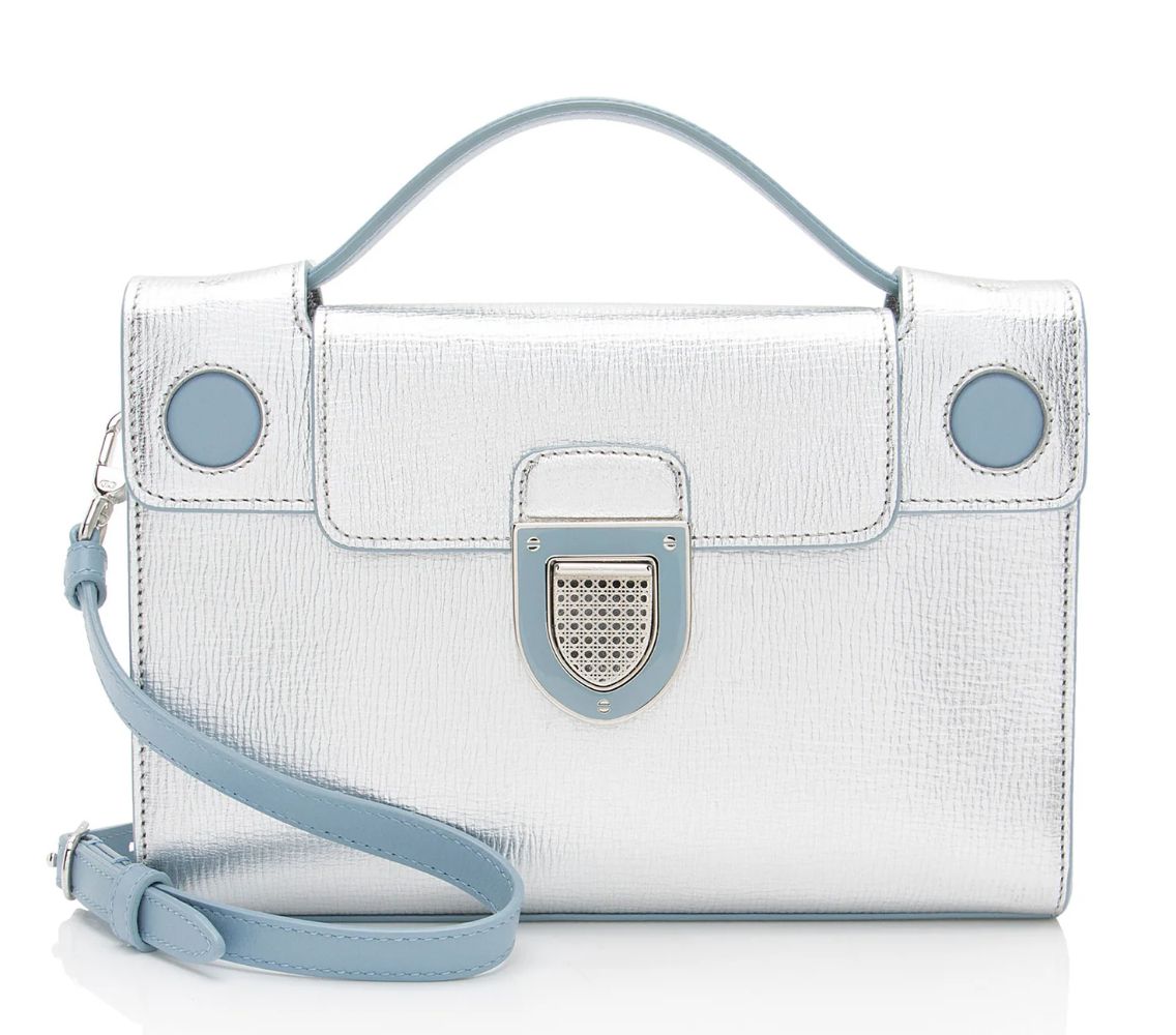 Dior Metallic Calfskin Diorever Top Handle - Calfskin - Blue/Silver by Dior - Refurbished - Very Good condition - US$617.99