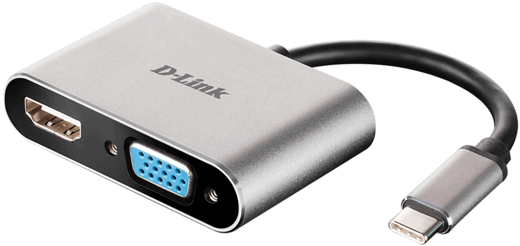 D-Link DUB-V210-US USB C to HDMI with VGA Adapter Cable - Black/Silver by D-Link - Refurbished - Premium condition - US$13.12