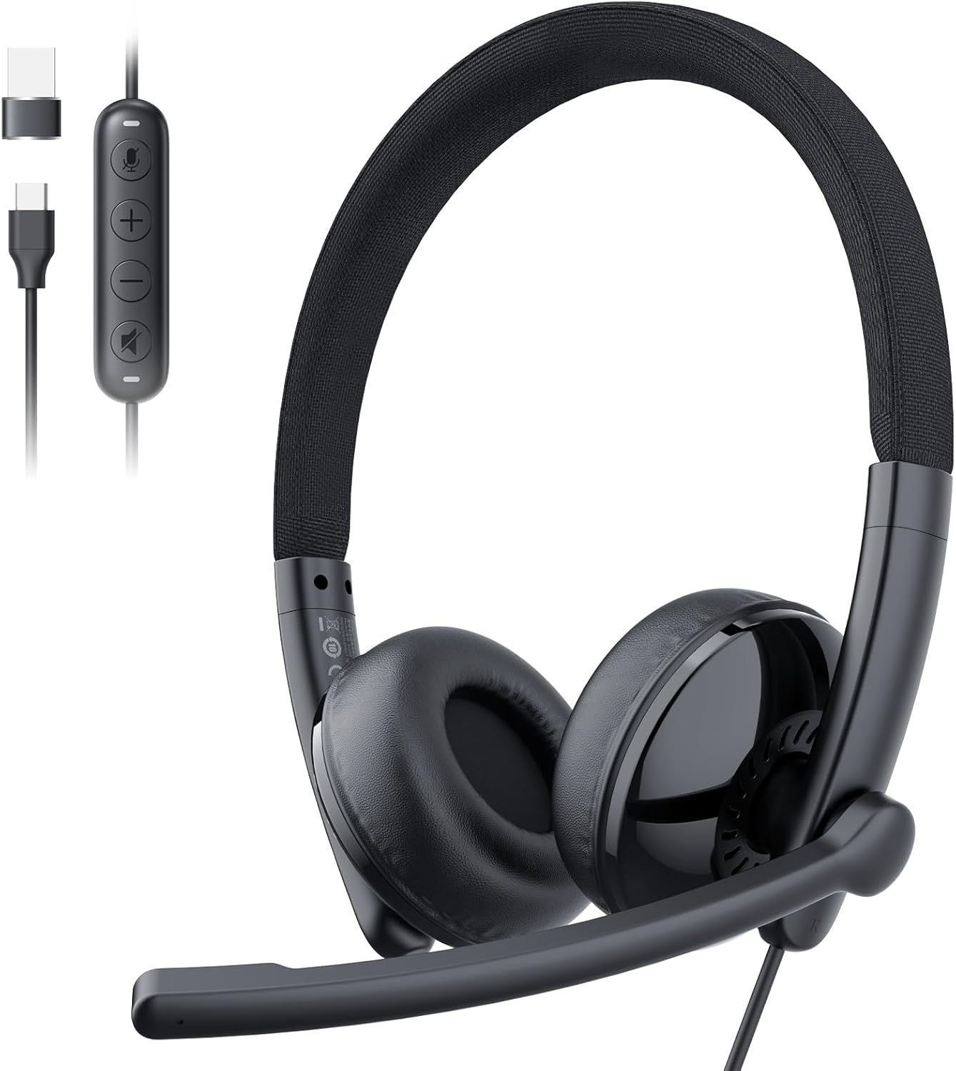 Emeet HS50 Wired Headset on-Ear Computer Headphones - Black by Emeet - Refurbished - Very Good condition - US$32.13