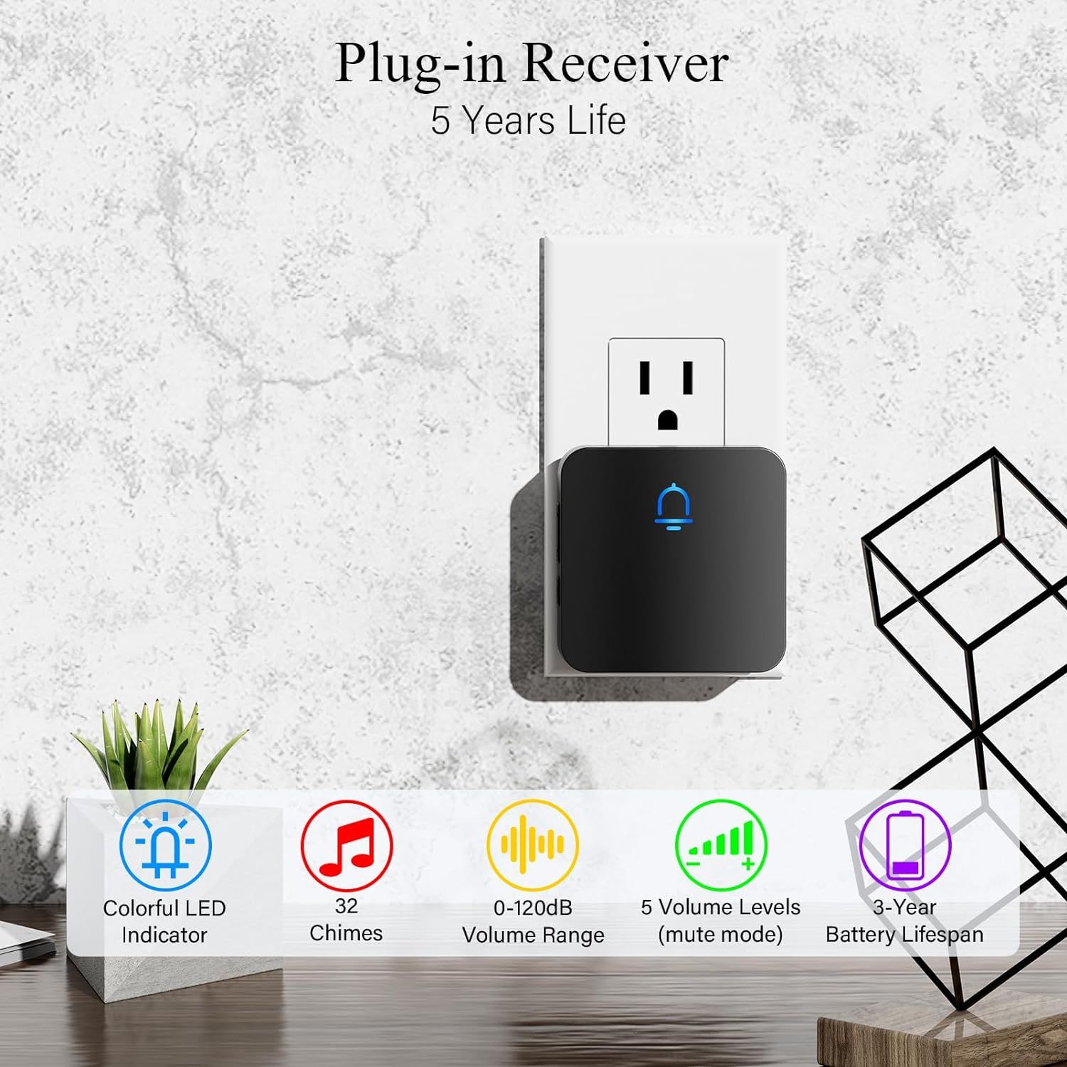 Fansitc Wireless Doorbells for Home with 2 Plug-In Receivers - Black by Fansitc - Image 2