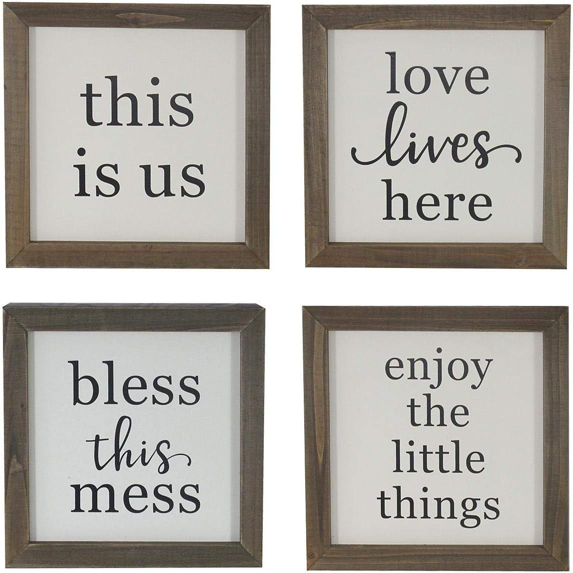 Farmhouse Set of 4 Handmade Rustic Wood Signs with Meaningful Quote - Brown by Farmhouse - Refurbished - Brand New condition - US$31.98
