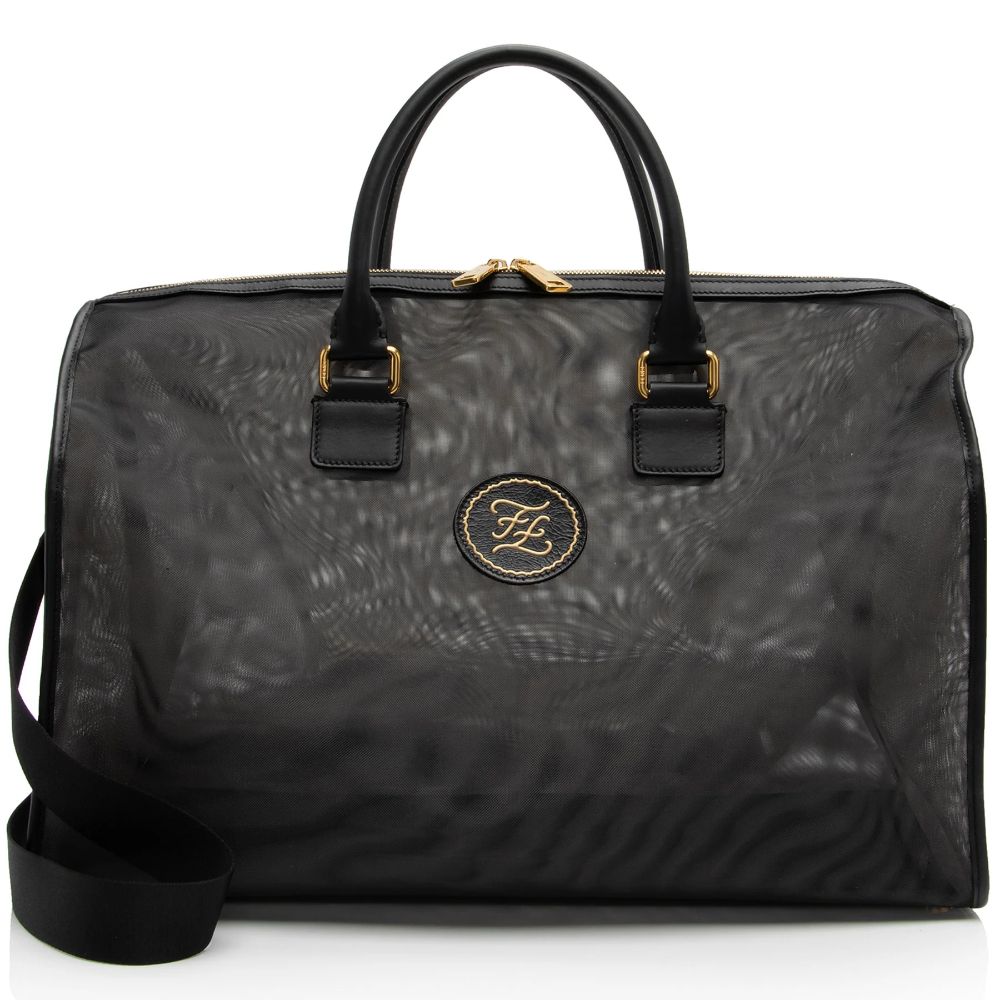 Fendi Mesh Karligraphy Duffle - Leather - Black by Fendi - Refurbished - Very Good condition - US$777.99