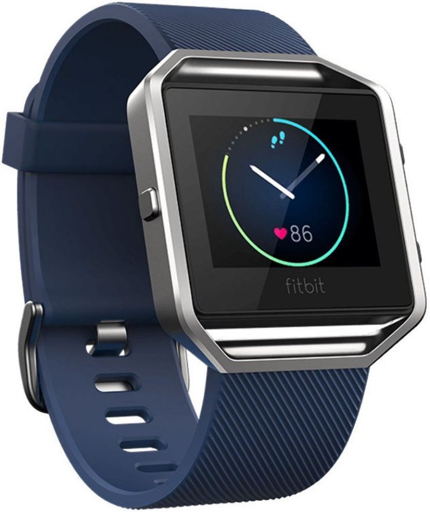 Fitbit Blaze Fitness Watch - Silver Stainless Steel Case with Blue Elastomer Elastomer - Small Size by Fitbit - Refurbished - Very Good condition - US$120.99