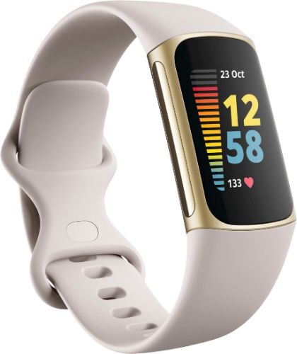 Fitbit Charge 5 Advanced Health + Fitness Tracker - 26mm - Gold Aluminum Case with Lunar White Silicone Silicone Band - Small Size by Fitbit - Refurbished - Very Good condition - Image 2