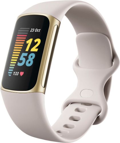 Fitbit Charge 5 Advanced Health + Fitness Tracker - 26mm - Gold Aluminum Case with Lunar White Silicone Silicone Band - Small Size by Fitbit - Refurbished - Very Good condition - Image 3