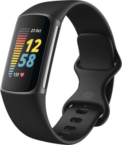 Fitbit Charge 5 Advanced Health + Fitness Tracker - 26mm - Graphite Aluminum Case with Black Silicone Silicone Band - Large Size by Fitbit - Refurbished - Very Good condition - Image 3