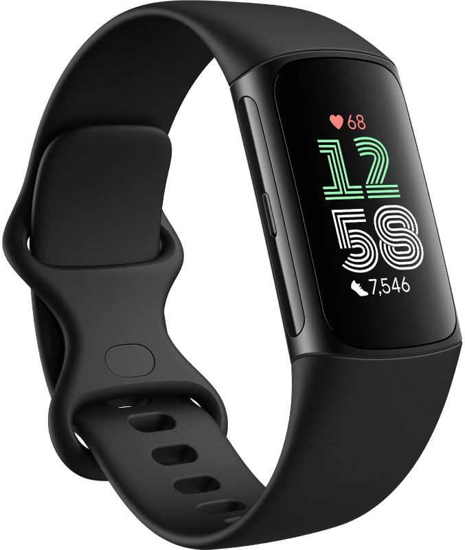 Fitbit Charge 6 Fitness Tracker - Black Aluminum Case with Obsidian Silicone Infinity Band by Fitbit - Refurbished - Like New condition - Image 2