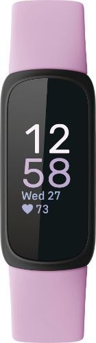 Fitbit Inspire 3 Health and Fitness Tracker - 36mm - Black Plastic Resin Case with Lilac Bliss Silicone Silicone Band - Small Size by Fitbit - Refurbished - Very Good condition - US$90.49