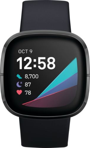 Fitbit Sense Advanced Health Smartwatch - 40mm - Graphite Stainless Steel Case with Carbon Silicone Silicone Band by Fitbit - Refurbished - Like New condition - US$122.98