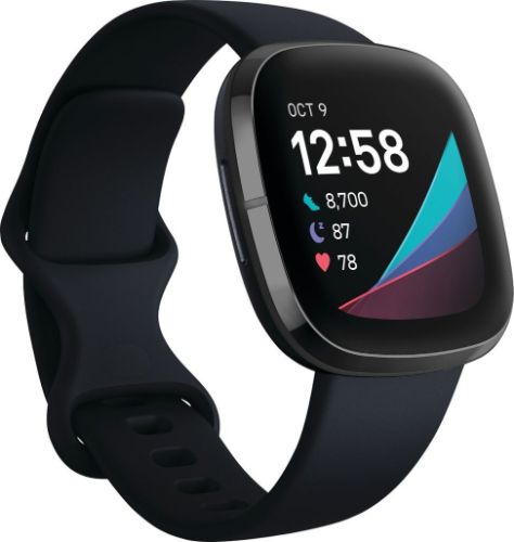 Fitbit Sense Advanced Health Smartwatch - 40mm - Graphite Stainless Steel Case with Carbon Silicone Silicone Band by Fitbit - Refurbished - Like New condition - Image 2