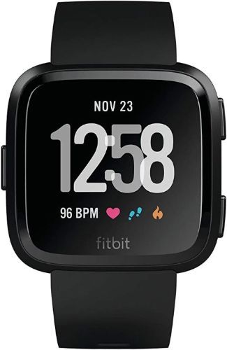 Fitbit Versa 1 Smartwatch - 24mm - Black Aluminum Case with Black Elastomer Silicone Band - Large Size by Fitbit - Refurbished - Very Good condition - US$100.49