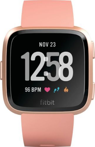 Fitbit Versa 1 Smartwatch - 24mm - Rose Gold Aluminum Case with Peach Elastomer Silicone Band - Large Size by Fitbit - Refurbished - Very Good condition - Image 2