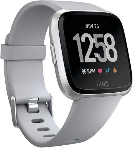 Fitbit Versa 1 Smartwatch - 24mm - Silver Aluminum Case with Gray Elastomer Silicone Band - Small Size by Fitbit - Refurbished - Very Good condition - Image 2