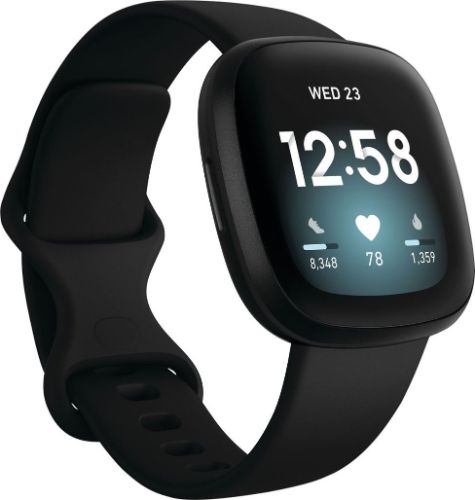 Fitbit Versa 3 Health and Fitness Smartwatch - 40mm - Black Aluminum Case with Black Elastomer Classic Wristband - Large Size by Fitbit - Refurbished - Very Good condition - Image 2