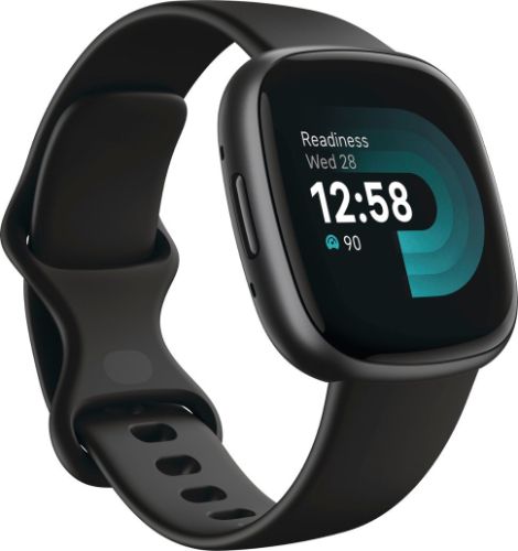 Fitbit Versa 4 Health and Fitness Smartwatch - 40mm - Graphite Aluminum Case with Black Elastomer Classic Band by Fitbit - Refurbished - Like New condition - Image 2