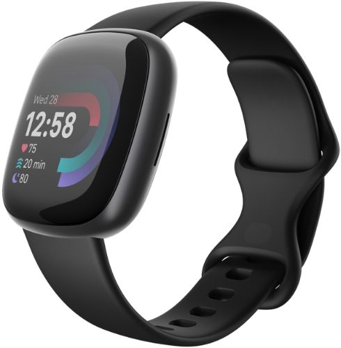 Fitbit Versa 4 Health and Fitness Smartwatch - 40mm - Graphite Aluminum Case with Black Elastomer Classic Band by Fitbit - Refurbished - Like New condition - Image 5