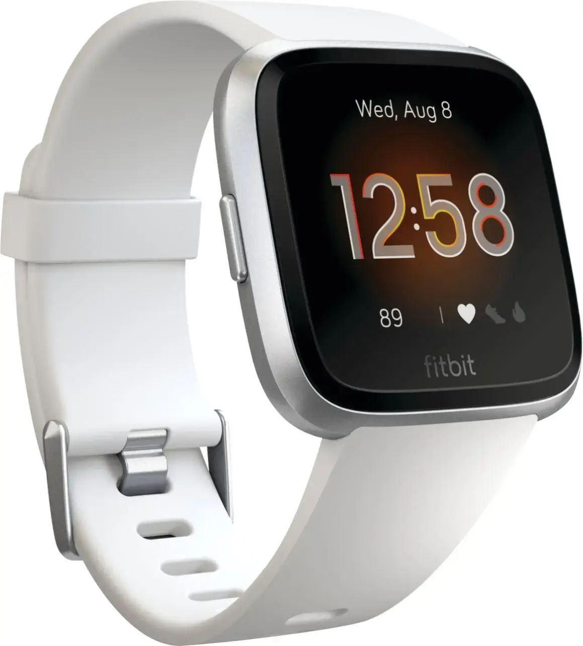 Fitbit Versa Lite Edition Smartwatch - Silver Aluminum Case with White Silicone Sport Band by Fitbit - Refurbished - Very Good condition - US$71.48