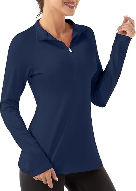 FKEEP Women's Long Sleeve Polo Shirt Golf Tennis Zipper V Neck Top - XL - Navy by FKEEP - Refurbished - Very Good condition - US$34.94
