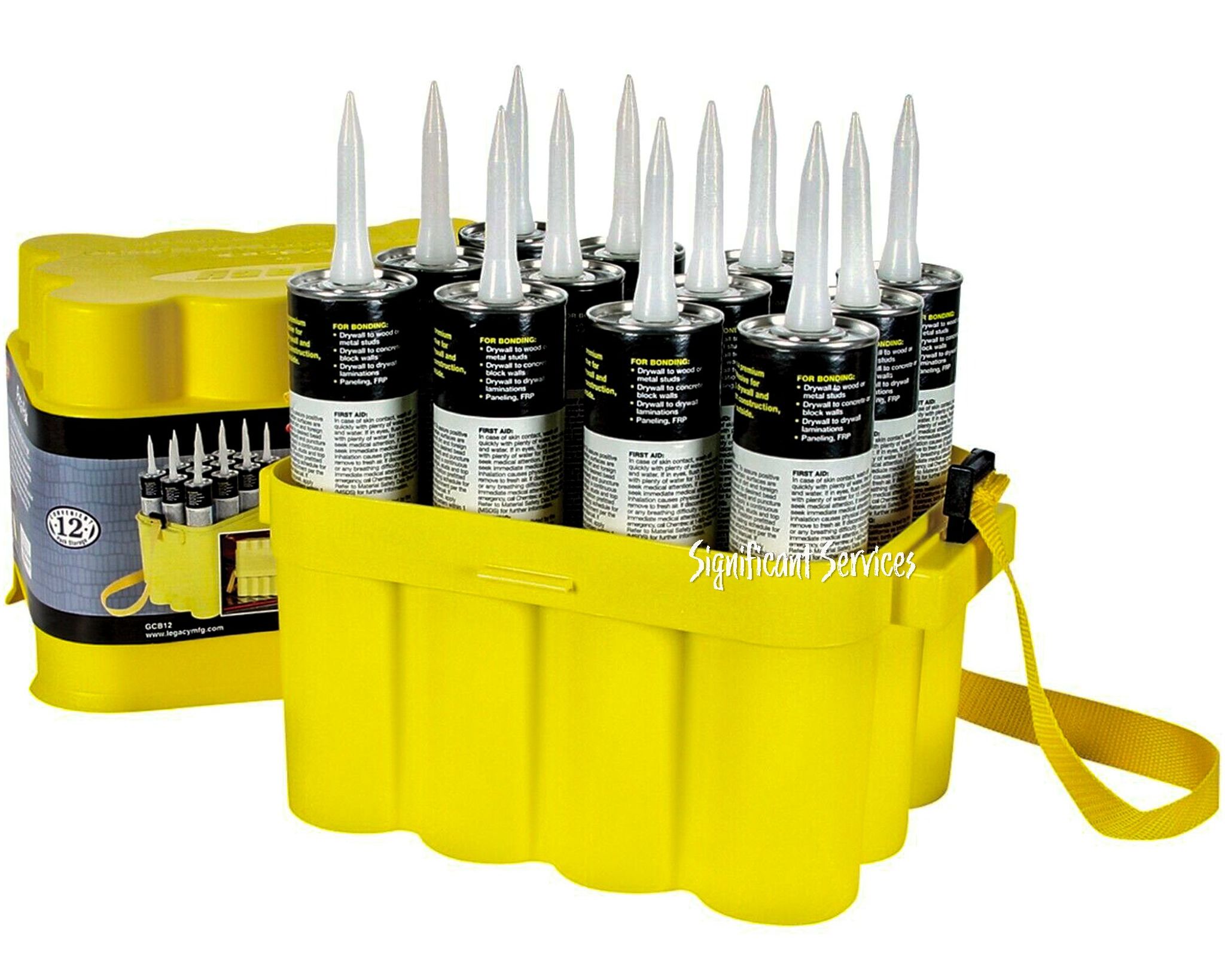 Flexzilla Legacy GCB12 Porta-Pak Grease Caulk Tube Storage Carry Box Case (12 Pack) - Yellow by Flexzilla - Refurbished - Premium condition - US$28.26