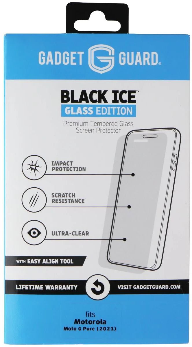 Gadget Guard Black Ice+ Tempered Glass with Align Tool for Moto G Pure (2021) - Clear by Gadget Guard - Refurbished - Brand New condition - US$8.78