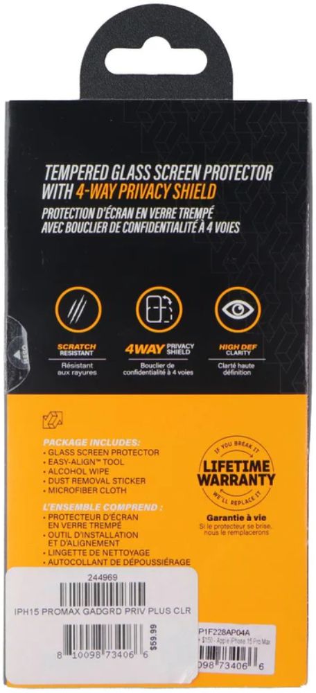 Gadget Guard Glass Privacy Screen Protector for iPhone 15 Pro Max - Privacy - Brand New by Gadget Guard - Refurbished - Brand New condition - Image 3