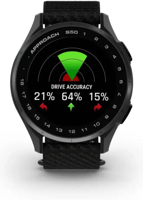 Garmin Approach S50 Advanced GPS Golf Smartwatch - 4GB - 30.4mm - Slate Aluminum Case with Black Nylon ComfortFit Nylon Band by Garmin - Refurbished - Excellent condition - CA$586.98
