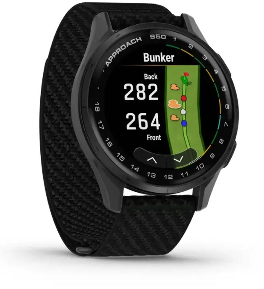 Garmin Approach S50 Advanced GPS Golf Smartwatch - 4GB - 30.4mm - Slate Aluminum Case with Black Nylon ComfortFit Nylon Band by Garmin - Image 2