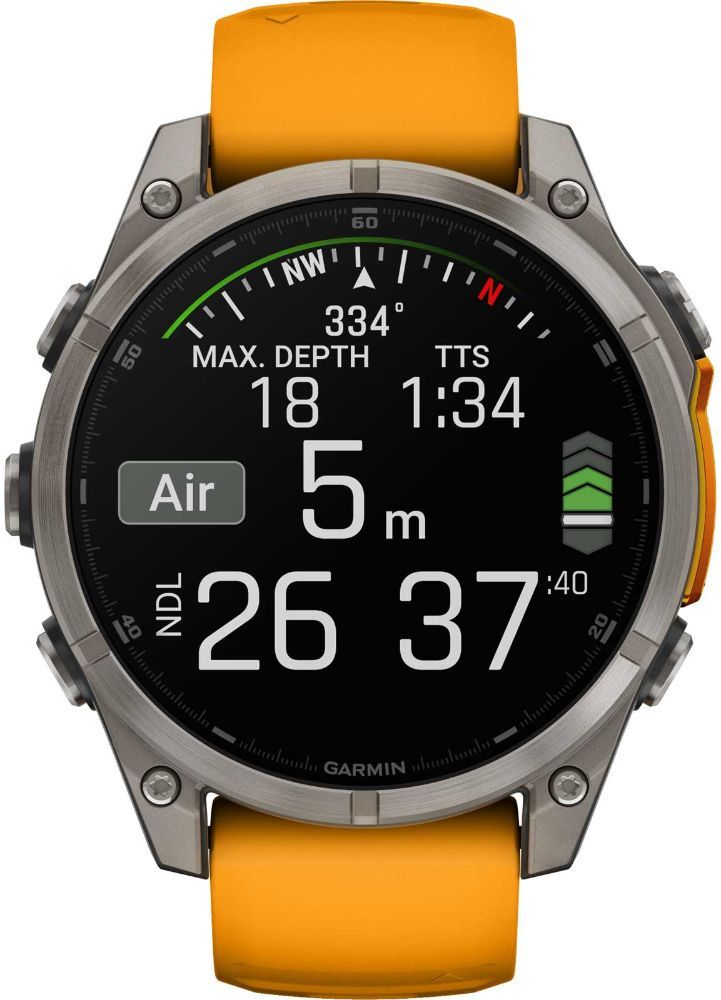 Garmin Fenix 8 Smartwatch - 32GB - 47mm - Titanium AMOLED Edition (Polymer) Case with Spark Orange/Graphite Silicone Silicone Band by Garmin - Refurbished - Like New condition - CA$1207.99