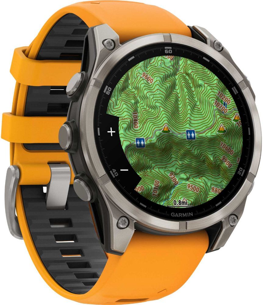 Garmin Fenix 8 Smartwatch - 32GB - 47mm - Titanium AMOLED Edition (Polymer) Case with Spark Orange/Graphite Silicone Silicone Band by Garmin - Refurbished - Like New condition - Image 3