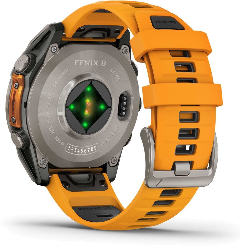 Garmin Fenix 8 Smartwatch - 32GB - 47mm - Titanium AMOLED Edition (Polymer) Case with Spark Orange/Graphite Silicone Silicone Band by Garmin - Refurbished - Like New condition - Image 6