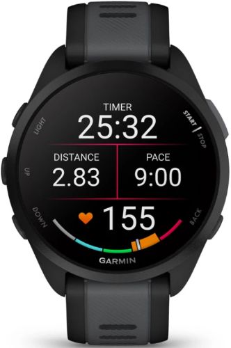 Garmin Forerunner 165 Running Watch - 4GB - 30.4mm - Black Non Music Edition (Fiber-Reinforced Polymer) Case with Slate Grey Silicone Silicone Band by Garmin - Refurbished - Good condition - CA$304.99
