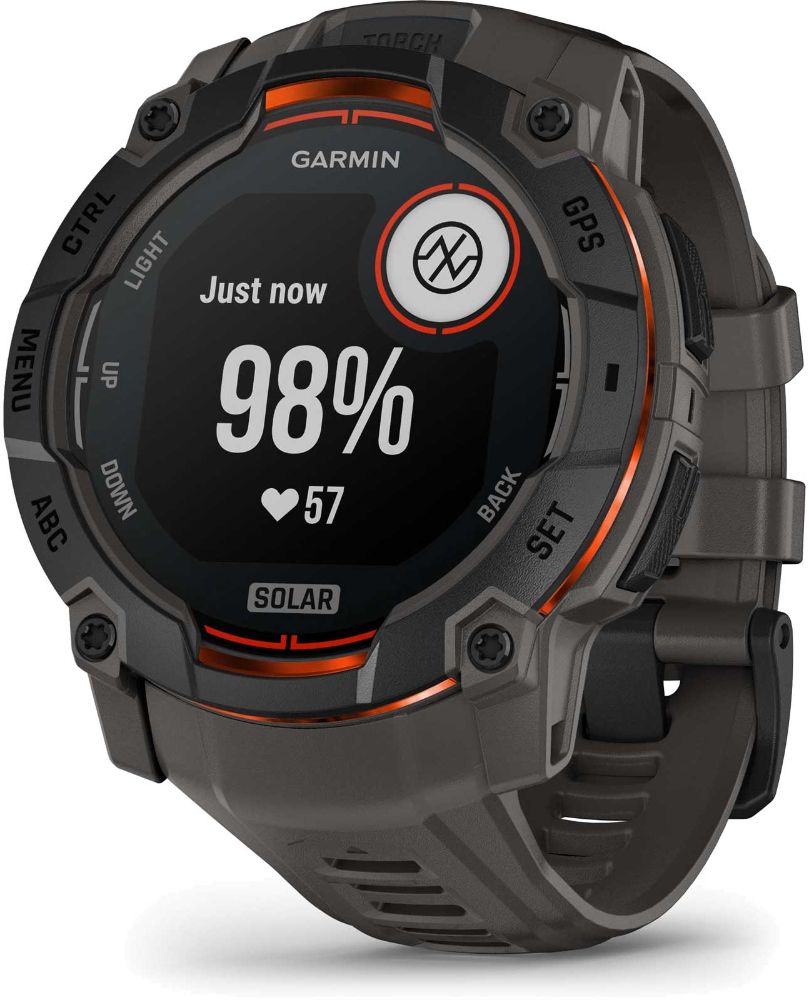 Garmin Instinct 3 Smartwatch - 128MB - 50mm - Black Solar Edition (Polymer) Case with Charcoal Silicone Silicone Band by Garmin - Image 3
