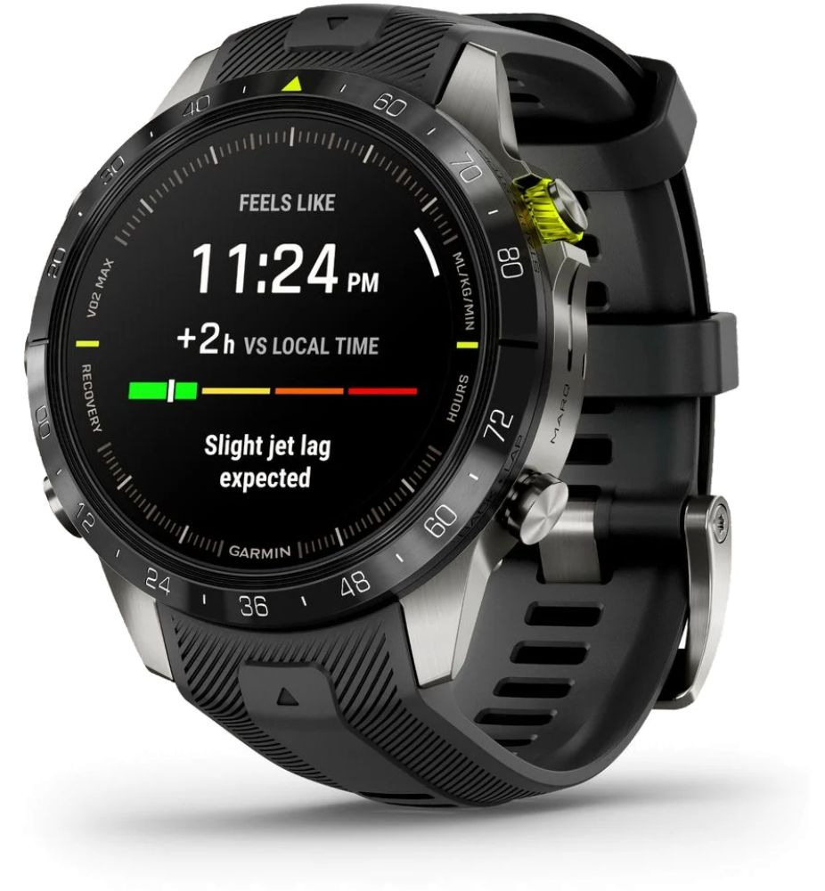 Garmin MARQ Athlete (Gen 2) GPS Golf Smartwatch - 32GB - 30.4mm - Titanium Titanium Case with Black Silicone Silicone Strap by Garmin - Image 2
