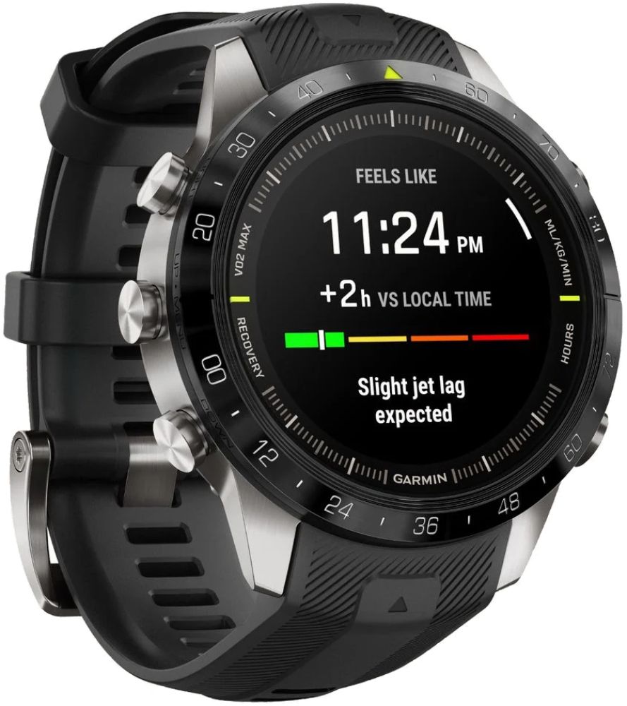 Garmin MARQ Athlete (Gen 2) GPS Golf Smartwatch - 32GB - 30.4mm - Titanium Titanium Case with Black Silicone Silicone Strap by Garmin - Image 3
