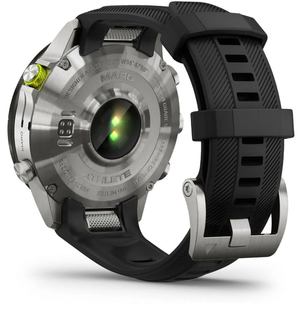 Garmin MARQ Athlete (Gen 2) GPS Golf Smartwatch - 32GB - 30.4mm - Titanium Titanium Case with Black Silicone Silicone Strap by Garmin - Image 6