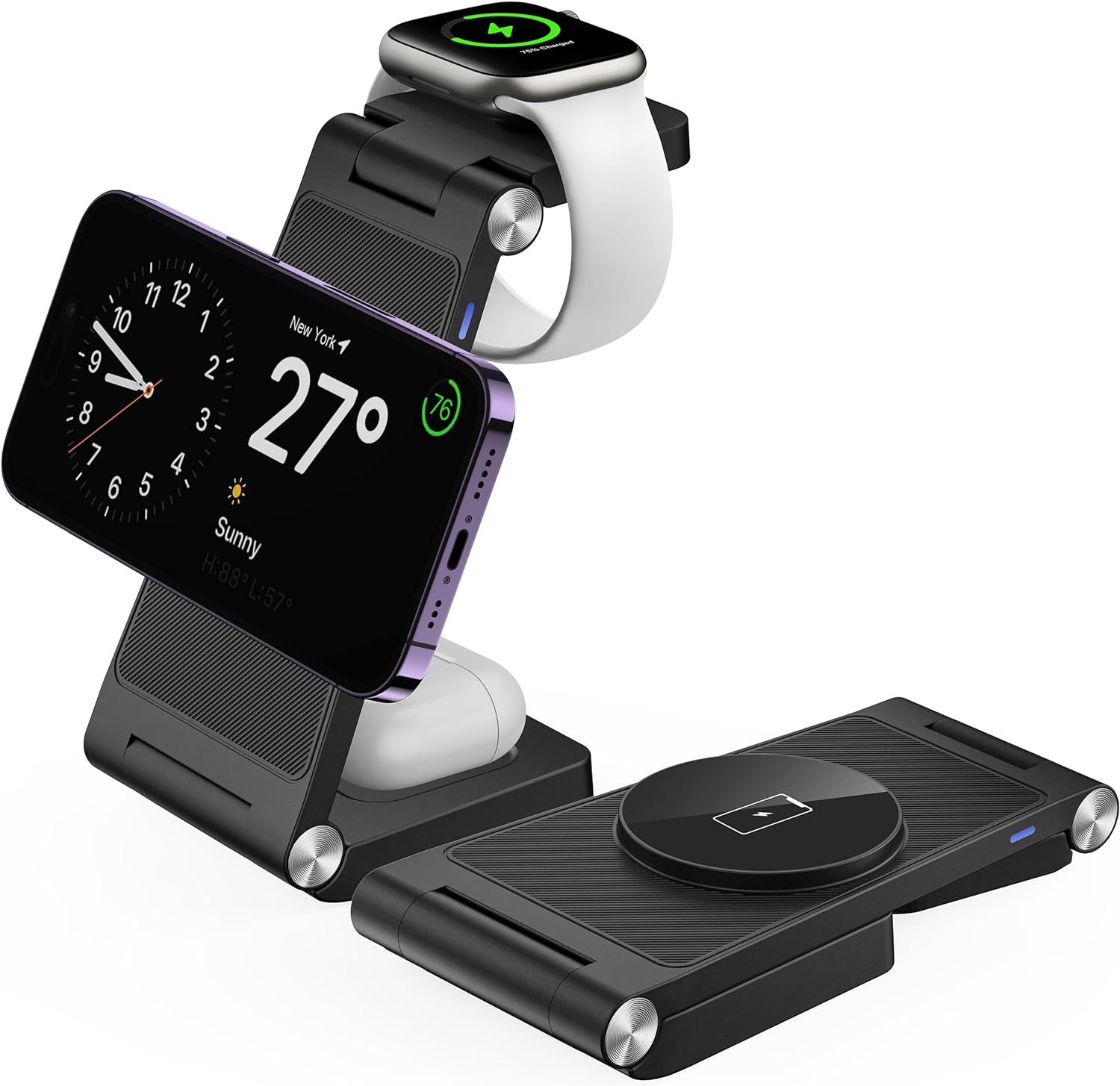 Gejiucai 3 in 1 Foldable Wireless Charging Station Travel Charger - Black by Gejiucai - Refurbished - Very Good condition - US$33.69