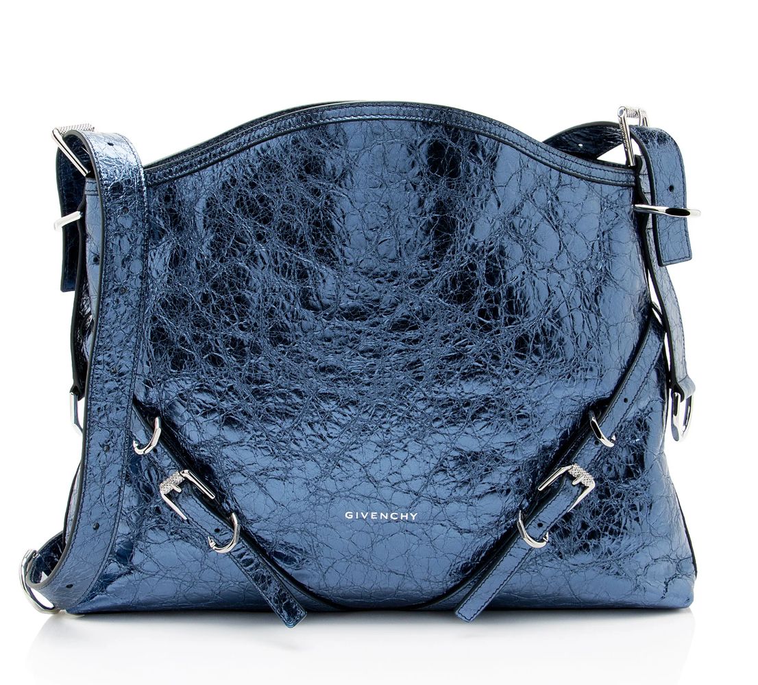 Givenchy Metallic Leather Voyou Medium Hobo - Metallic Leather - Blue by Givenchy - Refurbished - Very Good condition - US$838.99