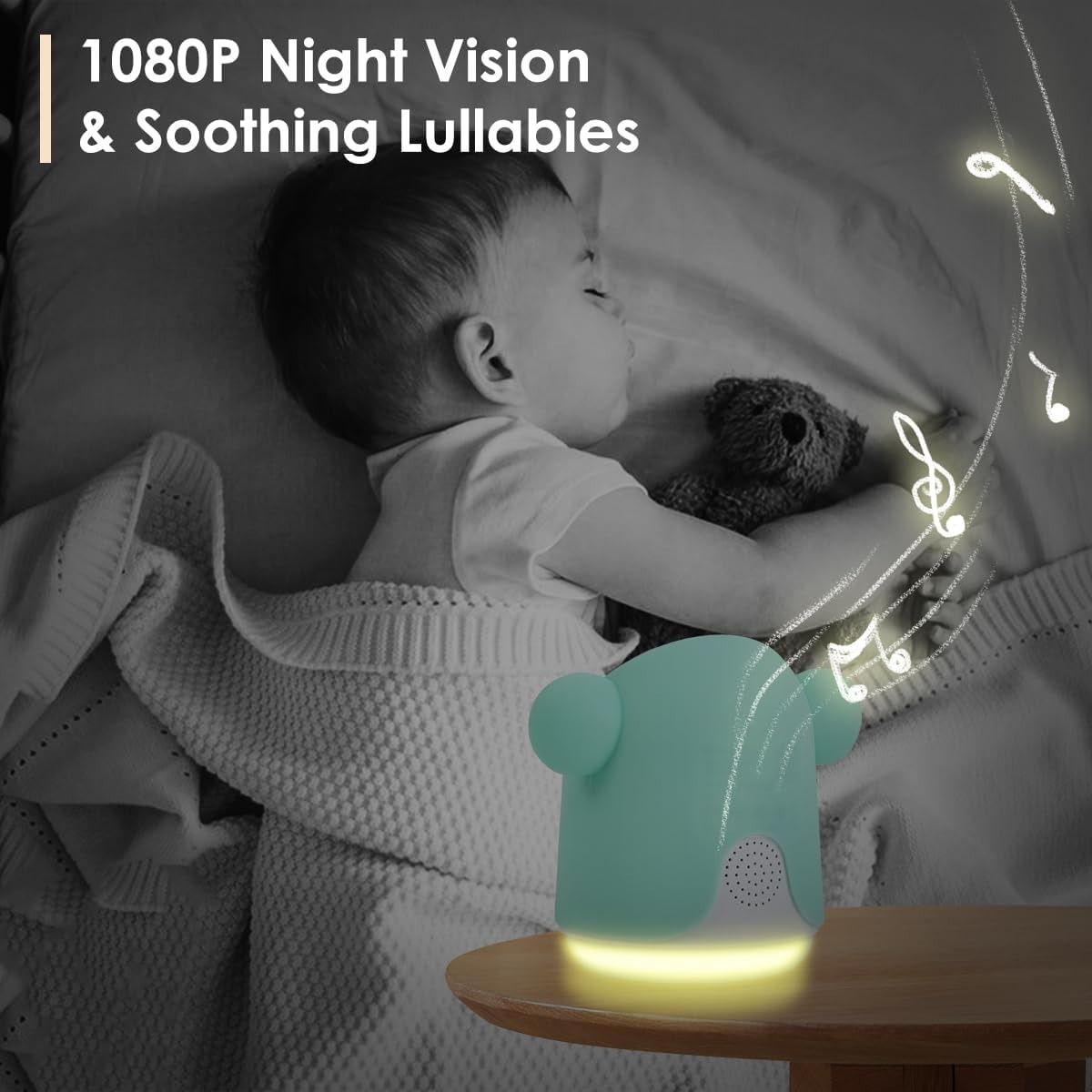 GMK Baby Monitor with Camera and Audio 1080P Baby Camera Monitor - White/Green by GMK - Image 4