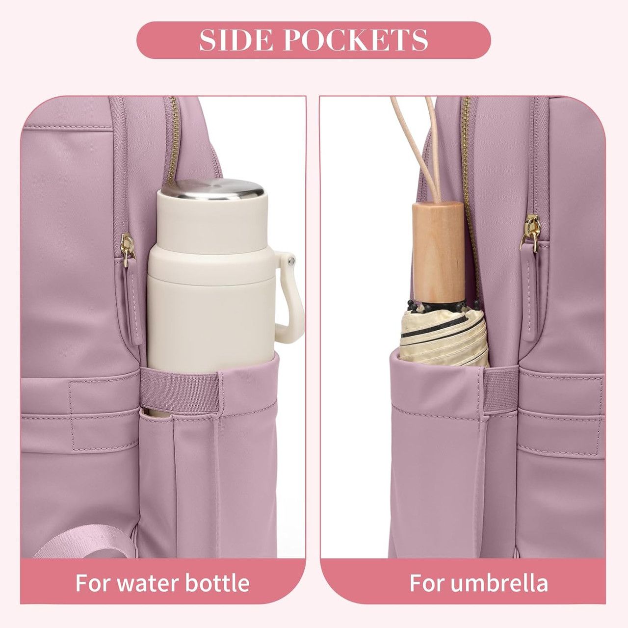 Golf Supags Laptop Backpack for Women Slim Computer Bag 15.6" - Pinkish Purple by Golf Supags - Image 4