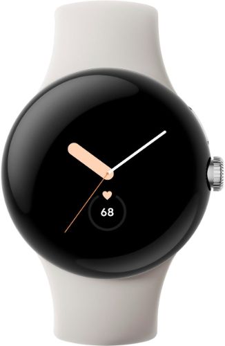 Google Pixel Watch 1 (Bluetooth + LTE) - 32GB - 41mm - Polished Silver Stainless Steel Case with Chalk Fluoroelastomer Active Band by Google - Refurbished - Very Good condition - US$72.27