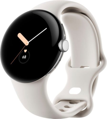 Google Pixel Watch 1 (Bluetooth + LTE) - 32GB - 41mm - Polished Silver Stainless Steel Case with Chalk Fluoroelastomer Active Band by Google - Refurbished - Very Good condition - Image 2